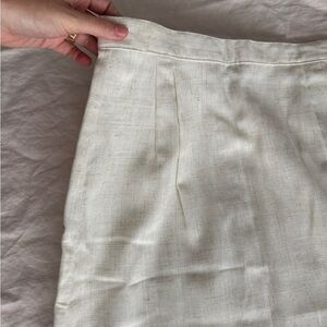 Vintage Light Cream Linen Pencil Skirt
